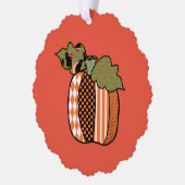 Carte Décorative Patchwork de chat noir Citrouille Halloween joyeux (Gauche)