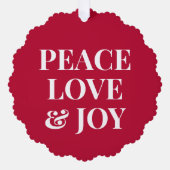 Carte Décorative Peace Love Joy Noël Rouge (Recto)