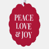 Carte Décorative Peace Love Joy Noël Rouge (Gauche)