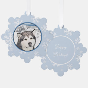 Carte Décorative Peinture de Malamute d'Alaska - Art de chien origi