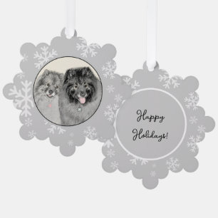 Carte Décorative Peinture de mère et fils Keeshond - Art original d