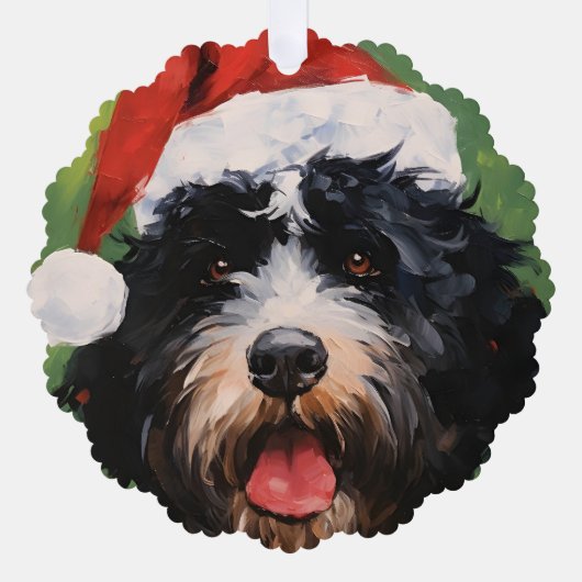 Carte Décorative Peinture de Noël pour chien d'eau portugais (Recto)