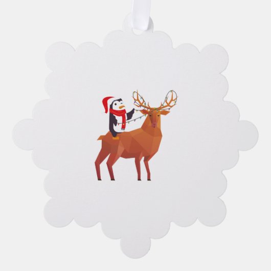 Carte Décorative Penguin de Noël et Elk (Recto)