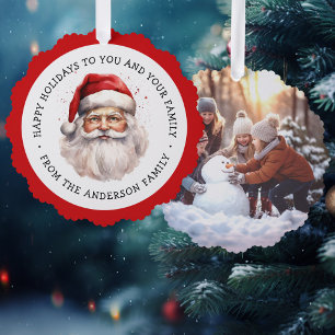 Carte Décorative Père Noël aquarelle peinture et photo vacances heu