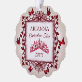 Carte Décorative Personalized Burgundy & Beige Butterflies & Tiara (Gauche)