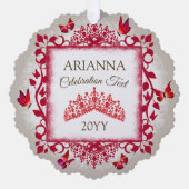 Carte Décorative Personalized Ruby Red Tiara & Butterflies (Recto)