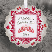 Carte Décorative Personalized Ruby Red Tiara & Butterflies
