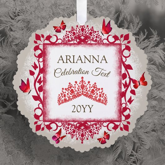 Carte Décorative Personalized Ruby Red Tiara & Butterflies