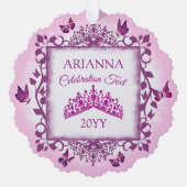 Carte Décorative Personalized Violet Tiara & Butterflies Keepsake (Recto)