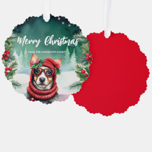 Carte Décorative Petit chien animal de compagnie Père Noël Xmas Fêt
