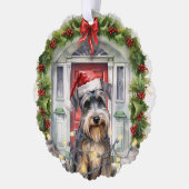 Carte Décorative Petit Schnauzer Chien avant Noël (Gauche)
