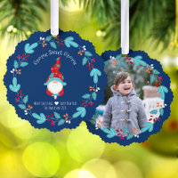 Photo Bleu Gnome Sweet Gnome Elf Fleur Wreath