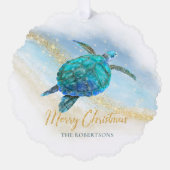 Carte Décorative Photo de la tortue marine de Noël côtière (Recto)