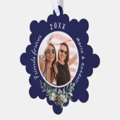 Carte Décorative Photo de l'ami de Noël Marine bleu cône pin (Gauche)