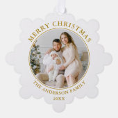 Carte Décorative Photo de Noël Joyeux d'or moderne (Recto)