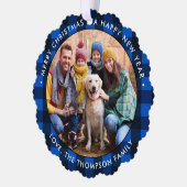 Carte Décorative Photo de Noël Moderne Bleu Bleu Rond Plat (Gauche)