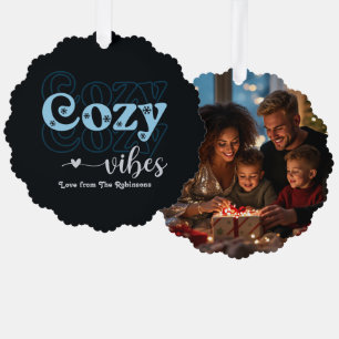 Carte Décorative Photo de Noël Rétro avec Ambiance Cosy et Lueur de