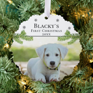 Carte Décorative Photo du premier Noël de chiots