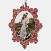 Carte Décorative Photo mariage sur Gold Swirl Cranberry Noël (Gauche)
