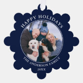 Carte Décorative Photo moderne Blue Happy Holidays (Recto)