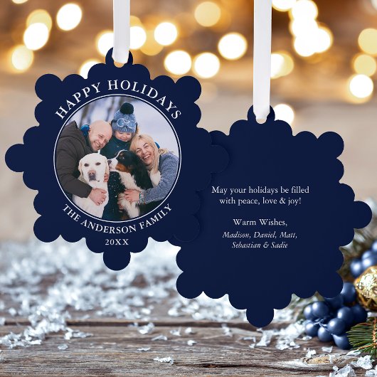 Carte Décorative Photo moderne Blue Happy Holidays