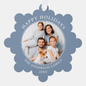 Carte Décorative Photo moderne Dusty Blue Happy Holidays (Recto)