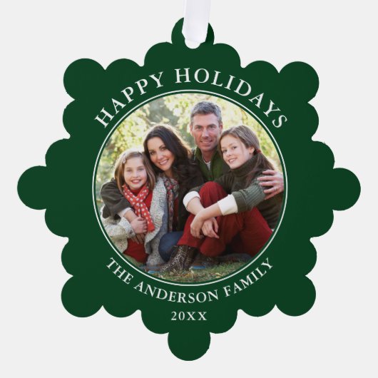 Carte Décorative Photo moderne Green Happy Holidays (Recto)