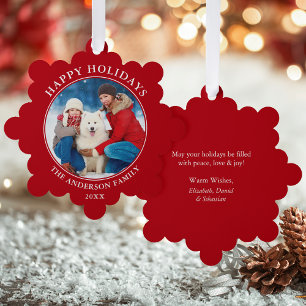 Carte Décorative Photo moderne Red Happy Holidays