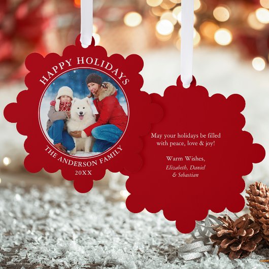 Carte Décorative Photo moderne Red Happy Holidays