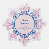 Carte Décorative Photo Pink & Blue Snowflake (Verso)