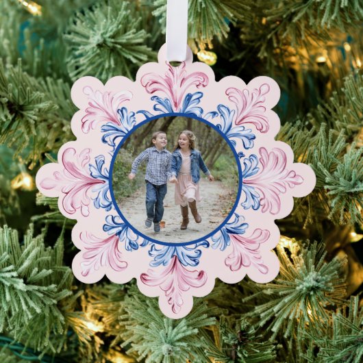 Carte Décorative Photo Pink & Blue Snowflake (Insitu (Arbre))