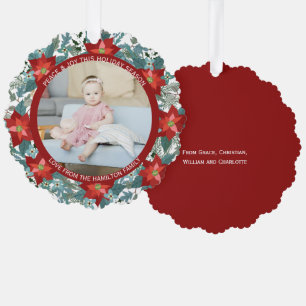 Carte Décorative Photo Poinsettia Wreath Personnalisé Noël