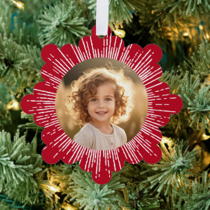 Carte Décorative Photo rétro sunburg snowflake rouge Noël