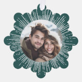 Carte Décorative Photo retro sunburst pin vert Noël (Recto)