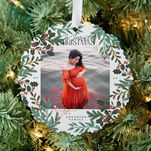 Carte Décorative Photographie de Noël botanique classique et verte (Insitu (Arbre))