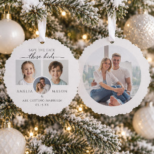 Carte Décorative Photos d'enfants Mariage Sauvegarder la date Noël