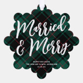 Carte Décorative Plaid Marié & Joyeux Script Gros Photo Noël (Verso)