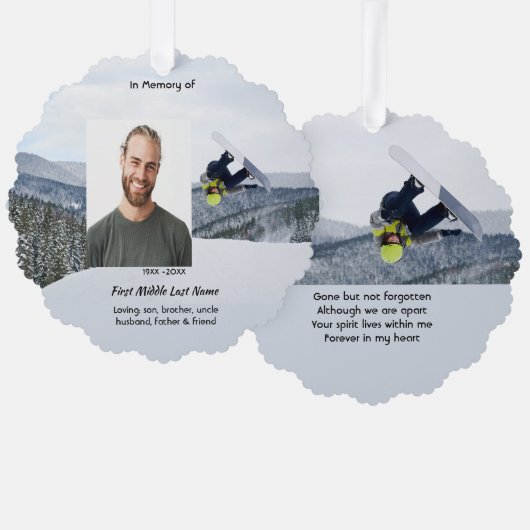 Carte Décorative Planche à neige Souvenir Mémorial Hiver (Recto/Verso)