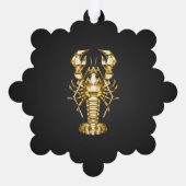 Carte Décorative Poisson à langouste polygonale dorée sur noir (Verso)