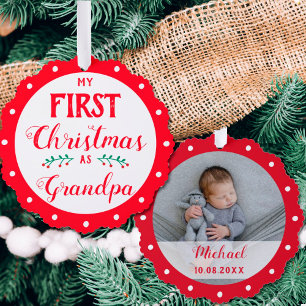 Carte Décorative Premier Noël avec grand-père nouveau-né photo bébé
