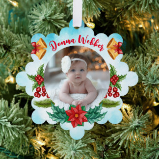 Carte Décorative Premier Noël de bébé bleu aquarelle