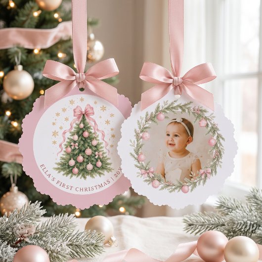 Carte Décorative Premier Noël de Bébé Fille