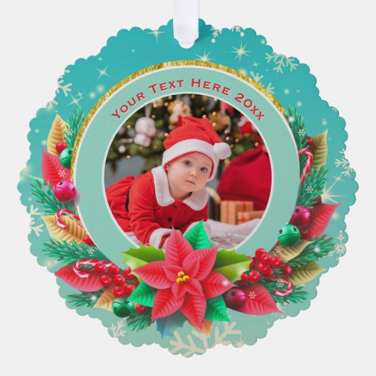 Carte Décorative Premier Noël de bébé - Souvenir photo personnalisé (Recto)