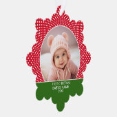 Carte Décorative Premier Noël du bébé - Pois rouges (Droite)