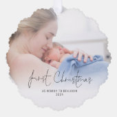 Carte Décorative Premier Noël en tant que maman Nom Année Photo (Recto)