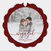 Carte Décorative Premier Noël Engagé Photo Burgundy Script (Recto)