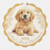 Carte Décorative Premier Noël Golden Retriever (Recto)