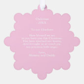 Carte Décorative Première fille rose de Noël du bébé | Message & PH (Verso)