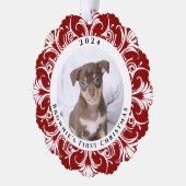 Carte Décorative Première photo de chien rouge de Noël (Gauche)