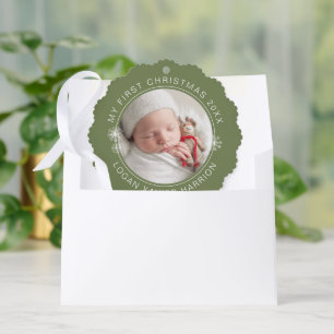 Carte Décorative Première photo-souvenir de Noël de bébé